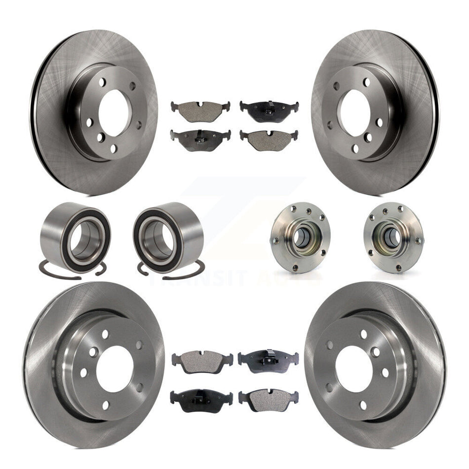 Front Rear Wheel Hub Bearings Assembly Disc Brake Rotors And Semi-Metallic Pads Shoes Kit (10Pc) For BMW 323i 323Ci 328i KBB-109209