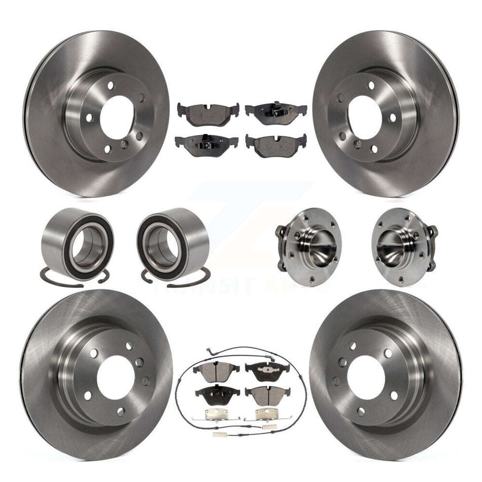 Front Rear Wheel Hub Bearings Assembly Disc Brake Rotors And Semi-Metallic Pads Shoes Kit (10Pc) For BMW 328i 323i KBB-109217