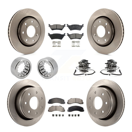 Front Rear Hub Bearing Brake Rotor & Pad Shoe Kit (10Pc) For Ford F-150 With 7 Lug Wheels KBB-109262