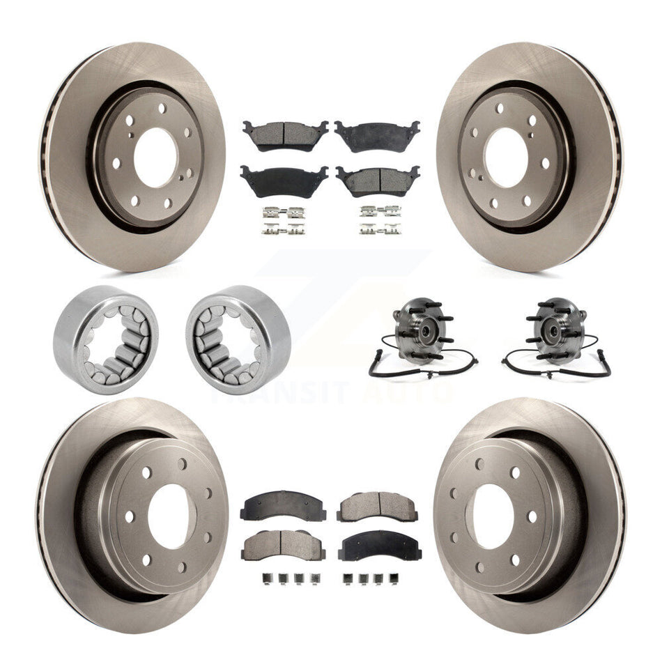 Front Rear Hub Bearing Brake Rotor & Pad Shoe Kit (10Pc) For Ford F-150 With 7 Lug Wheels KBB-109262