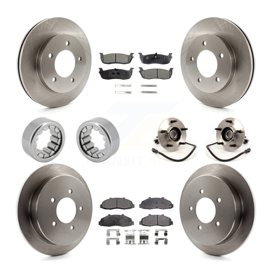 Front Rear Hub Bearing Assembly Disc Brake Rotors And Pads Shoe Kit (10Pc) For Ford F-150 KBB-109266
