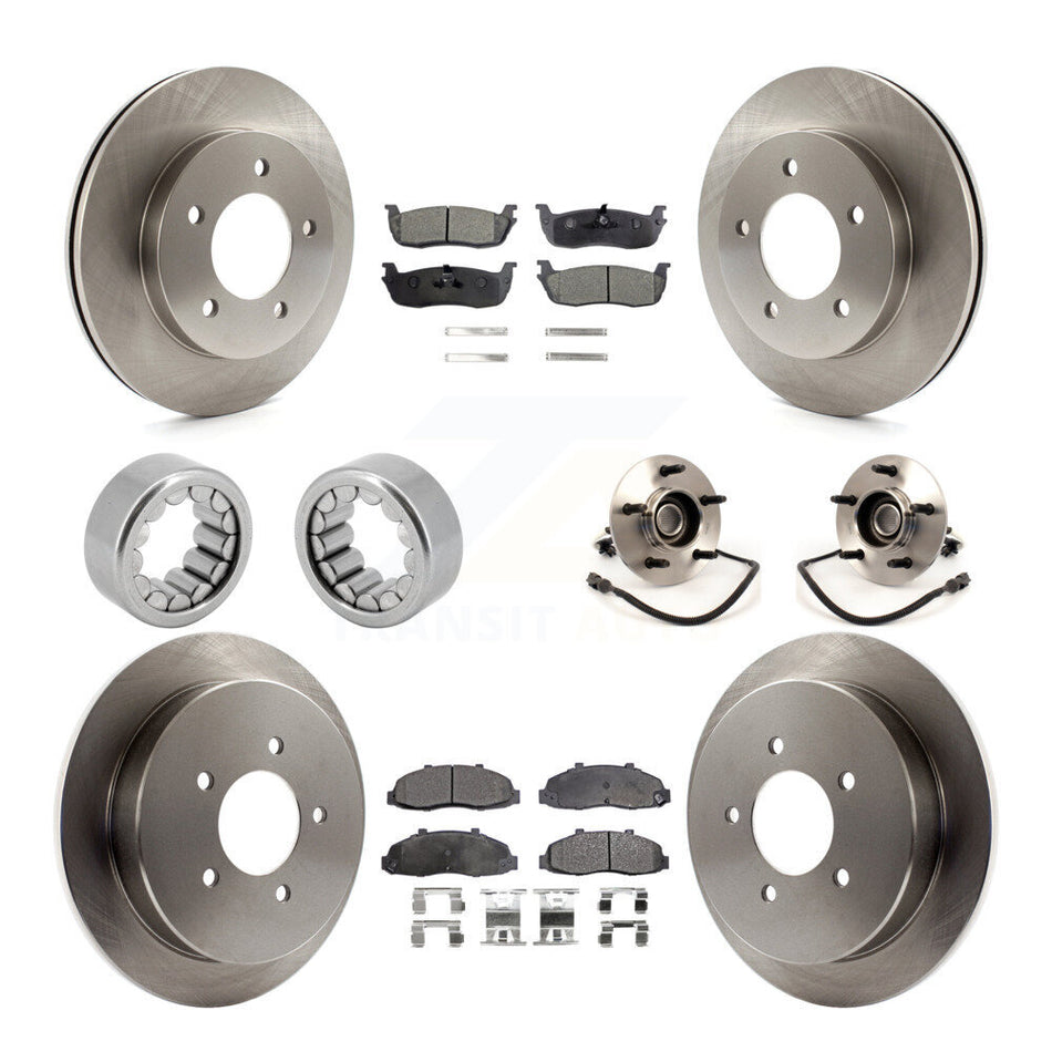Front Rear Hub Bearing Assembly Disc Brake Rotors And Pads Shoe Kit (10Pc) For Ford F-150 KBB-109266