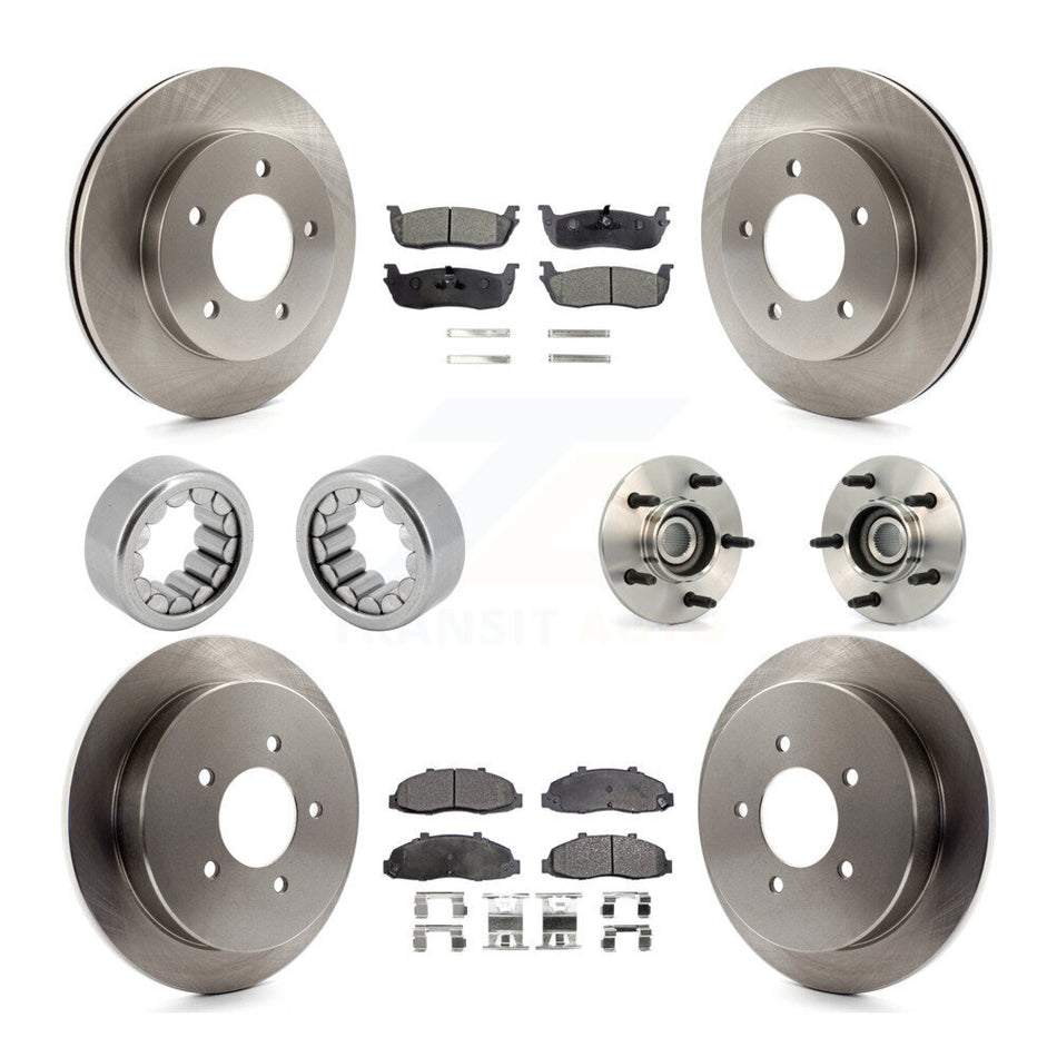 Front Rear Hub Bearing Assembly Disc Brake Rotors And Pads Shoe Kit (10Pc) For Ford F-150 KBB-109269