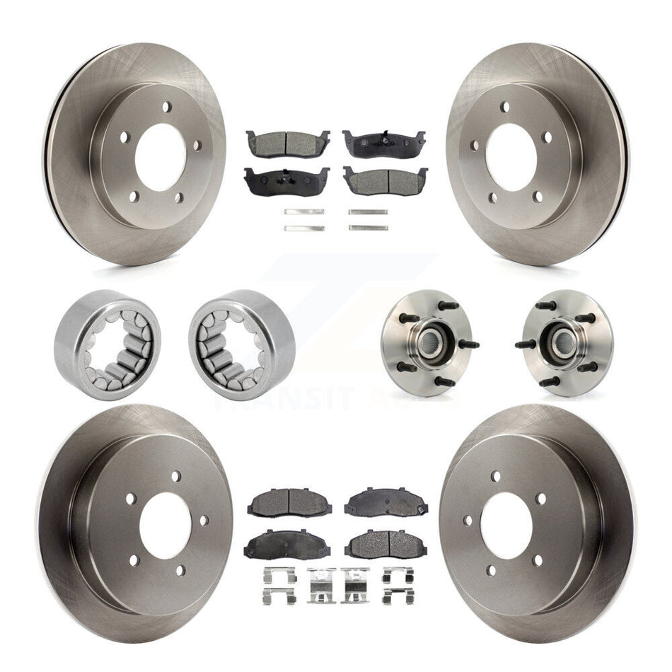 Front Rear Hub Bearing Assembly Disc Brake Rotors And Pads Shoe Kit (10Pc) For Ford F-150 KBB-109269