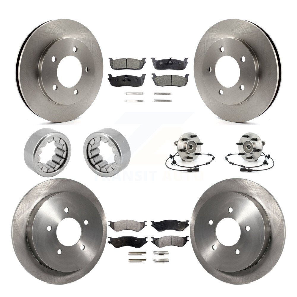 Front Rear Hub Bearing Disc Brake Rotor & Pad Shoe Kit (10Pc) For Ford Expedition Lincoln KBB-109284