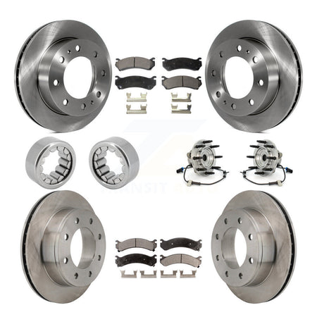 Front Rear Hub Bearing Brake Rotor & Pads Shoe Kit (10Pc) For Hummer H2 With 8 Lug Wheels KBB-109293
