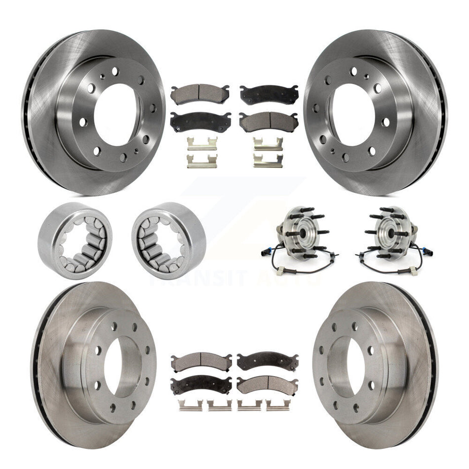 Front Rear Hub Bearing Brake Rotor & Pads Shoe Kit (10Pc) For Hummer H2 With 8 Lug Wheels KBB-109293