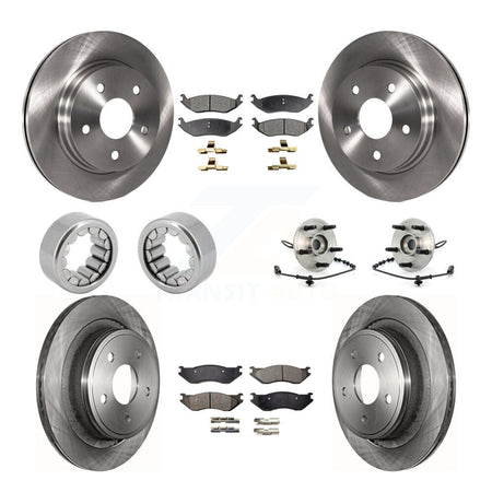 Front Rear Wheel Hub Bearing Disc Brake Rotor And Pads Shoe Kit (10Pc) For Dodge Ram 1500 KBB-109306