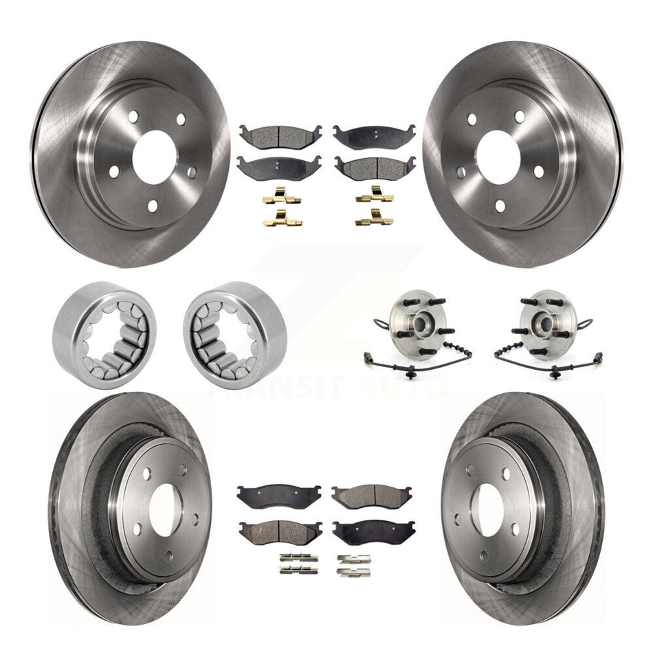 Front Rear Wheel Hub Bearing Disc Brake Rotor And Pads Shoe Kit (10Pc) For Dodge Ram 1500 KBB-109306