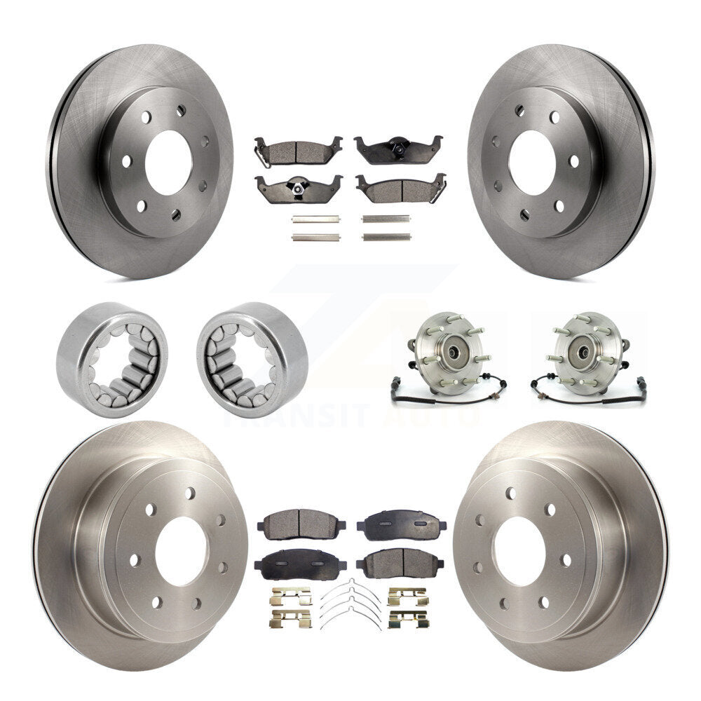 Front Rear Hub Bearing Brake Rotor Pads Shoe Kit (10Pc) For 2006-2008 Lincoln Mark LT 4WD KBB-109309