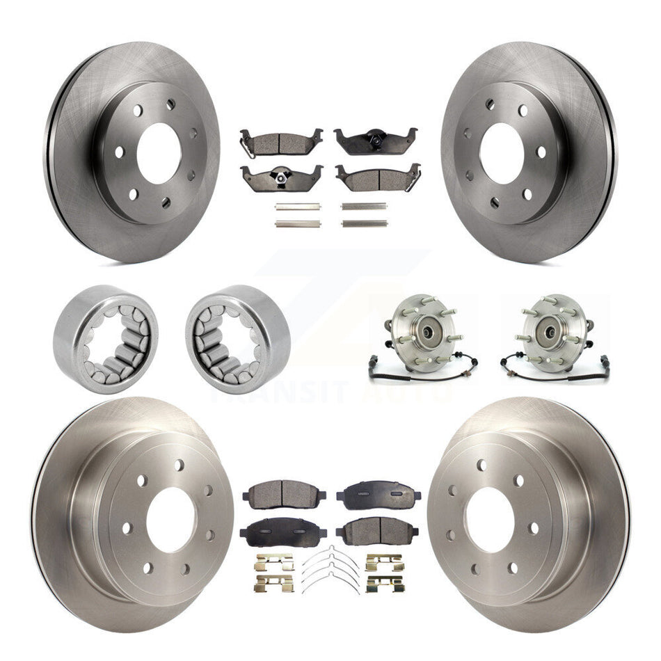 Front Rear Hub Bearing Brake Rotor Pads Shoe Kit (10Pc) For 2006-2008 Lincoln Mark LT 4WD KBB-109309