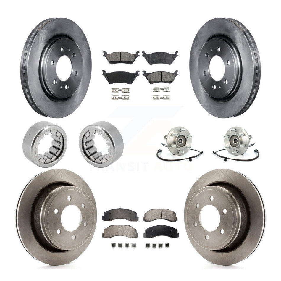 Front Rear Hub Bearing Disc Brake Rotors And Pads Shoe Kit (10Pc) For 2014 Ford F-150 4WD KBB-109336