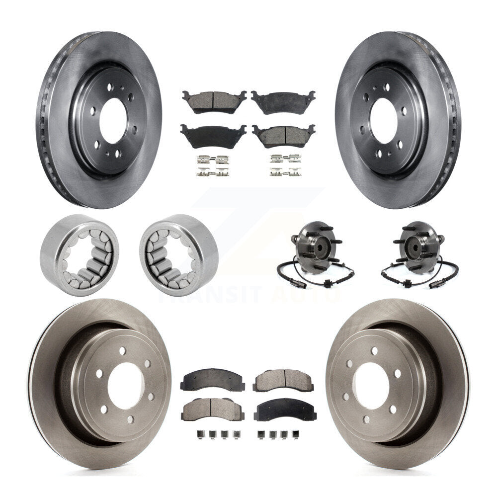 Front Rear Hub Bearing Brake Rotor & Pad Shoe Kit (10Pc) For Ford F-150 With 6 Lug Wheels KBB-109338