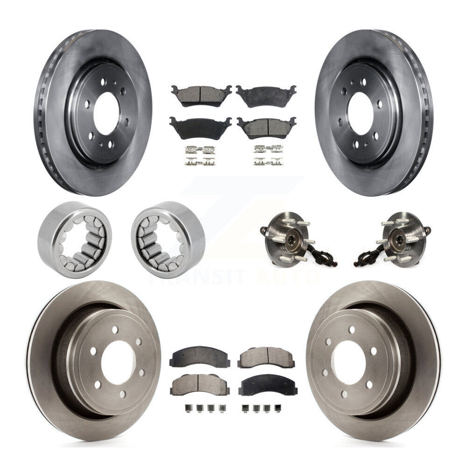 Front Rear Hub Bearing Assembly Disc Brake Rotors And Pads Shoe Kit (10Pc) For Ford F-150 KBB-109346