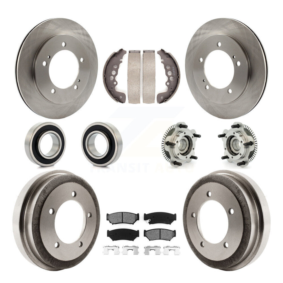 Front Rear Hub Bearings Assembly Disc Brake Rotors And Semi-Metallic Pads Shoes Kit (10Pc) For 2001-2004 Chevrolet Tracker Suzuki Vitara Non-ABS KBB-109352