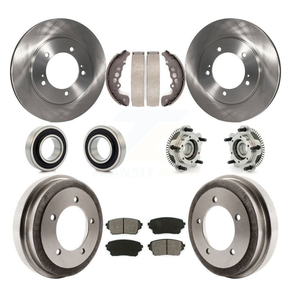 Front Rear Hub Bearings Assembly Disc Brake Rotors And Semi-Metallic Pads Shoes Kit (10Pc) For 2004 Suzuki Grand Vitara Non-ABS From Chassis VIN #44103257 KBB-109353