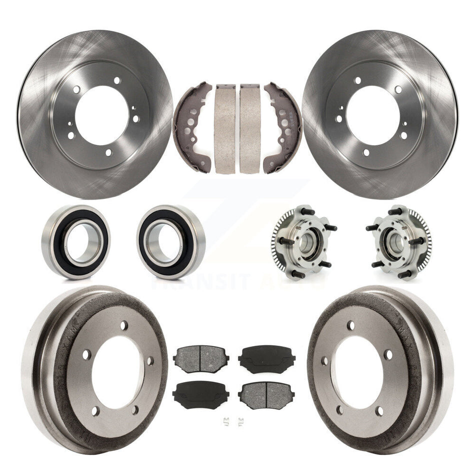 Front Rear Hub Bearings Assembly Disc Brake Rotors And Semi-Metallic Pads Shoes Kit (10Pc) For Suzuki Grand Vitara KBB-109354