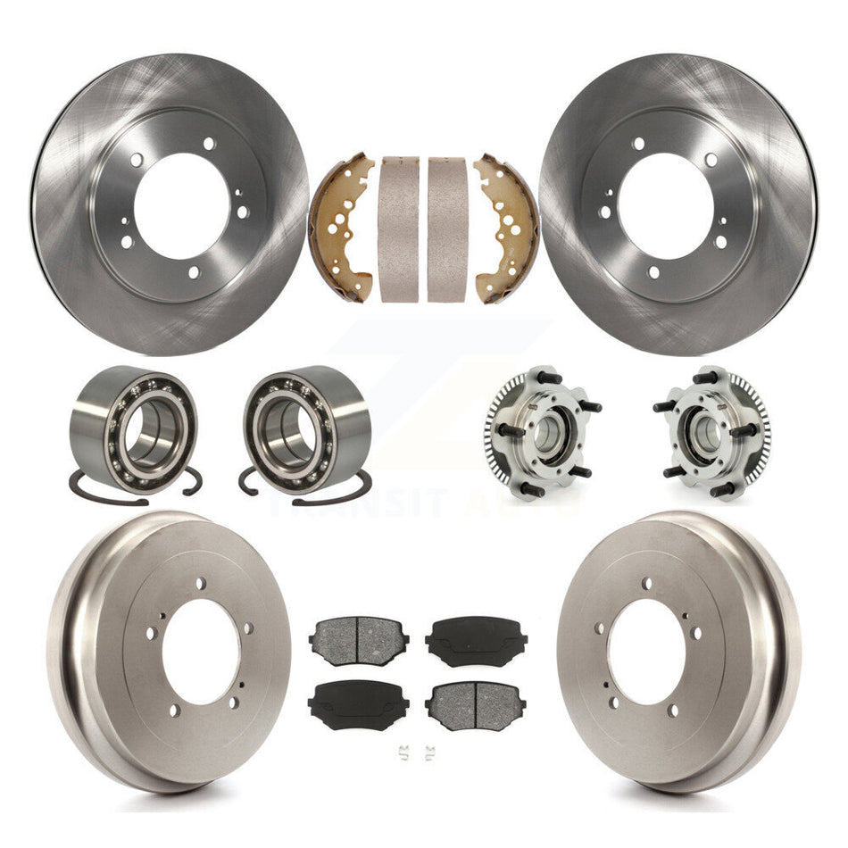 Front Rear Hub Bearings Assembly Disc Brake Rotors And Semi-Metallic Pads Shoes Kit (10Pc) For Suzuki XL-7 Grand Vitara KBB-109357