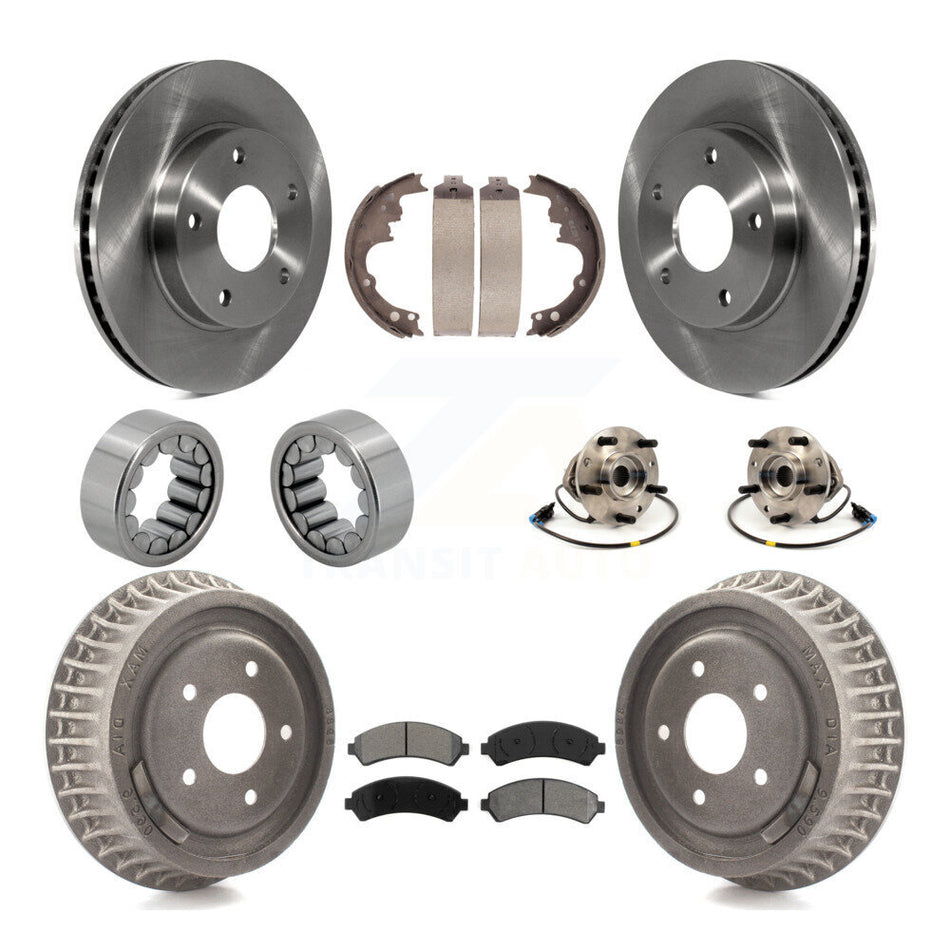 Front Rear Hub Bearing Brake Rotor & Pads Shoe Kit (10Pc) For 1998-2003 Chevrolet S10 4WD KBB-109360