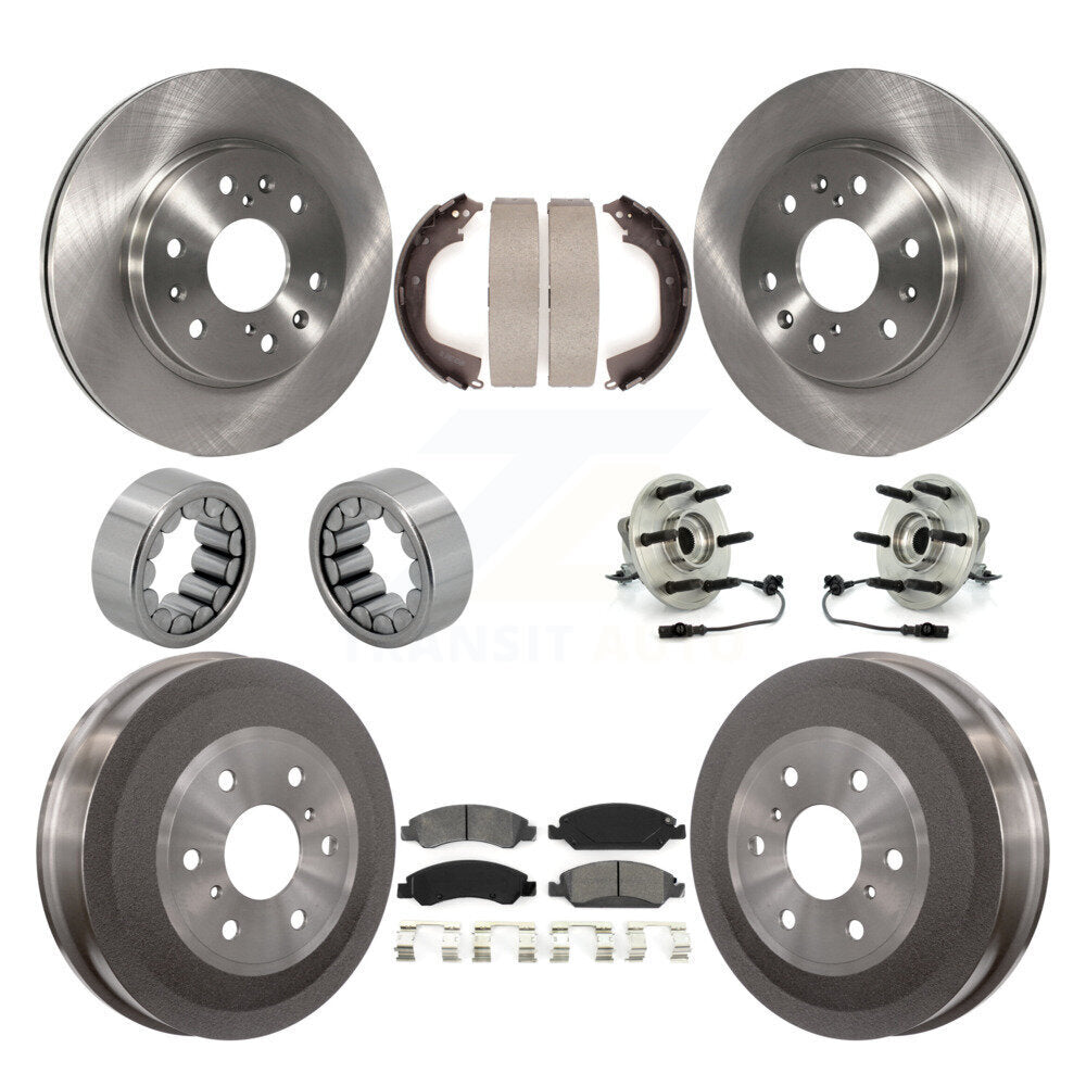 Front Rear Hub Bearing Disc Brake Rotor Pad Shoe Kit (10Pc) For GMC Sierra 1500 Chevrolet KBB-109368