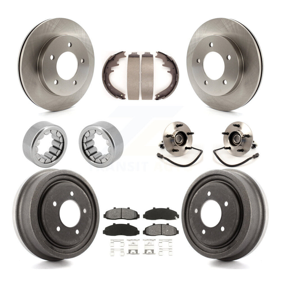 Front Rear Hub Bearing Assembly Disc Brake Rotors And Pads Shoe Kit (10Pc) For Ford F-150 KBB-109418