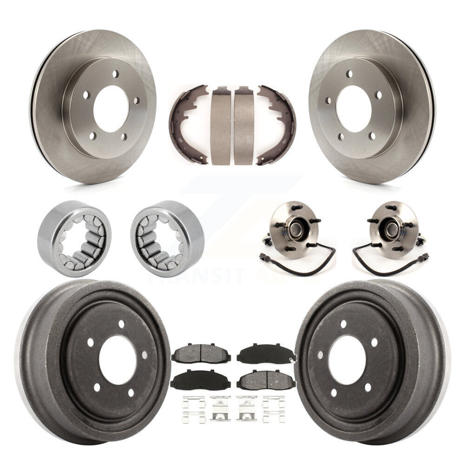 Front Rear Hub Bearing Assembly Disc Brake Rotors And Pads Shoe Kit (10Pc) For Ford F-150 KBB-109418