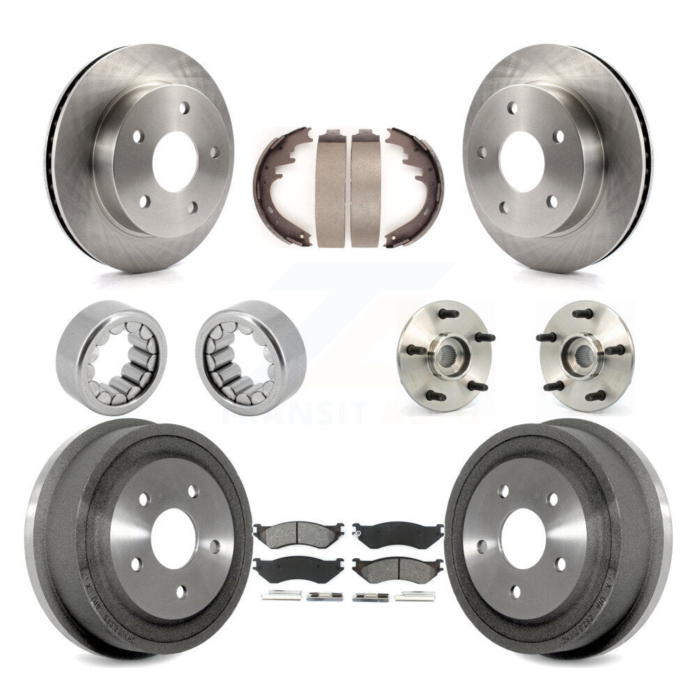 Front Rear Hub Bearings Disc Brake Rotors And Pads Shoes Kit (10Pc) For Dodge Ram 1500 KBB-109425
