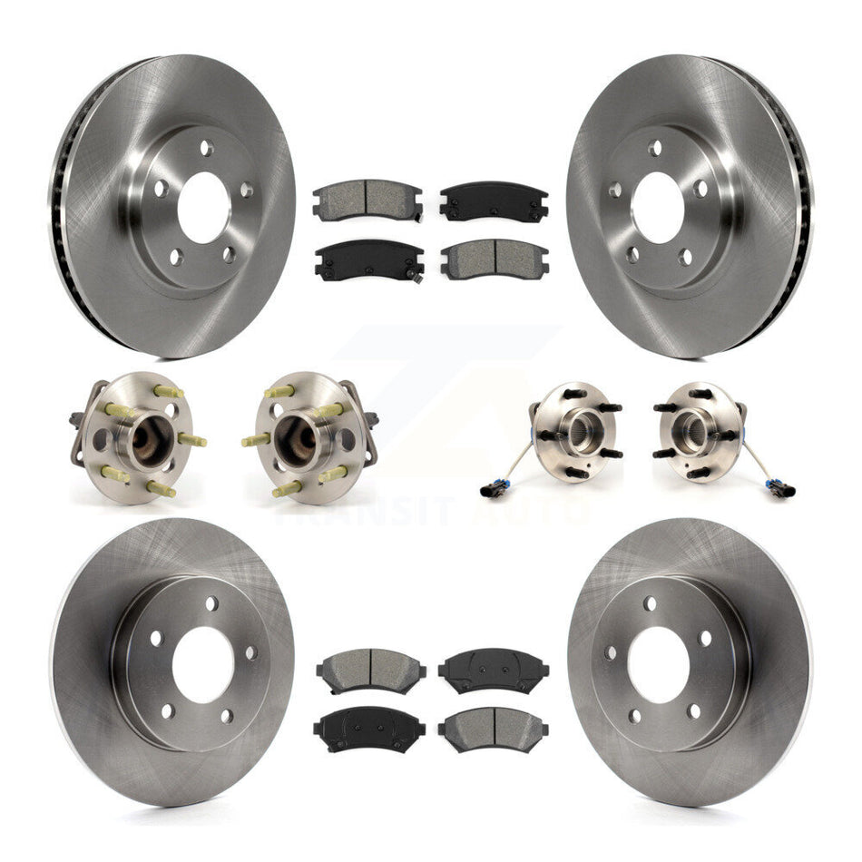 Front Rear Hub Bearings Assembly Disc Brake Rotors And Semi-Metallic Pads Kit (10Pc) For 1997-1999 Buick Park Avenue Oldsmobile Aurora Riviera KBB-109453