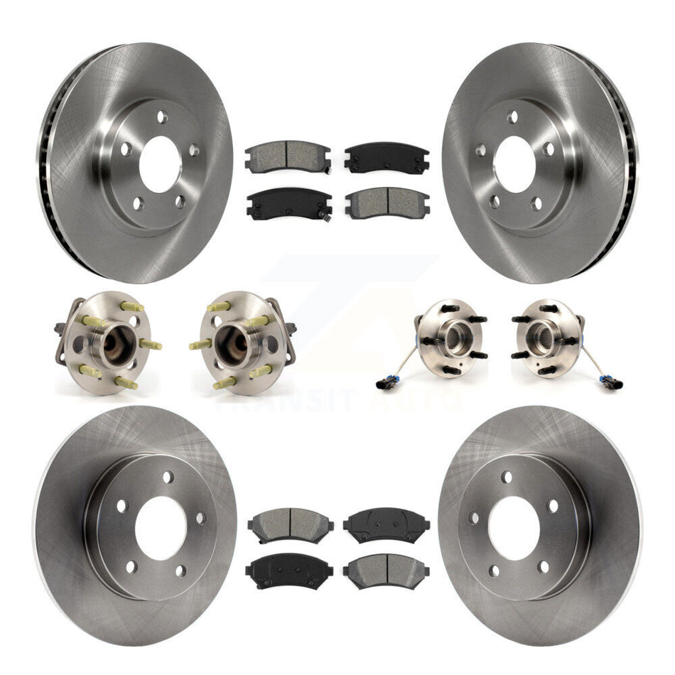 Front Rear Hub Bearings Assembly Disc Brake Rotors And Semi-Metallic Pads Kit (10Pc) For 1997-1999 Buick Park Avenue Oldsmobile Aurora Riviera KBB-109453