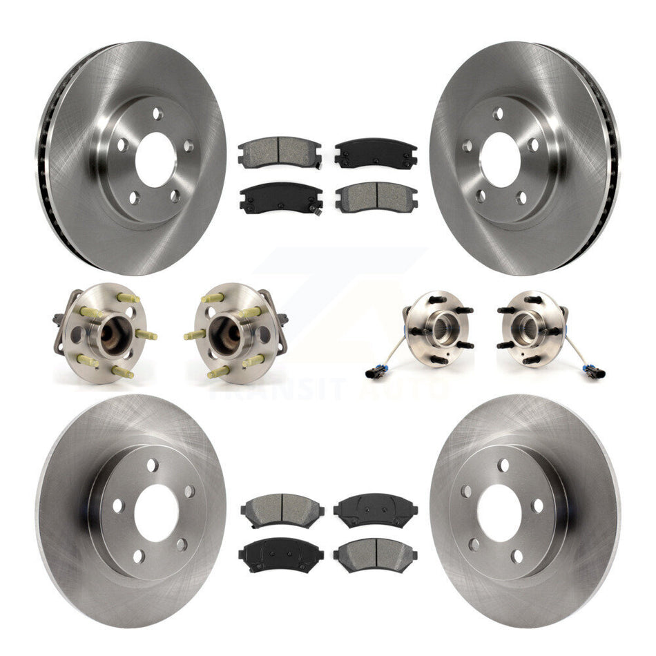 Front Rear Hub Bearings Assembly Disc Brake Rotors And Semi-Metallic Pads Kit (10Pc) For 2003-2004 Buick Park Avenue Ultra KBB-109454