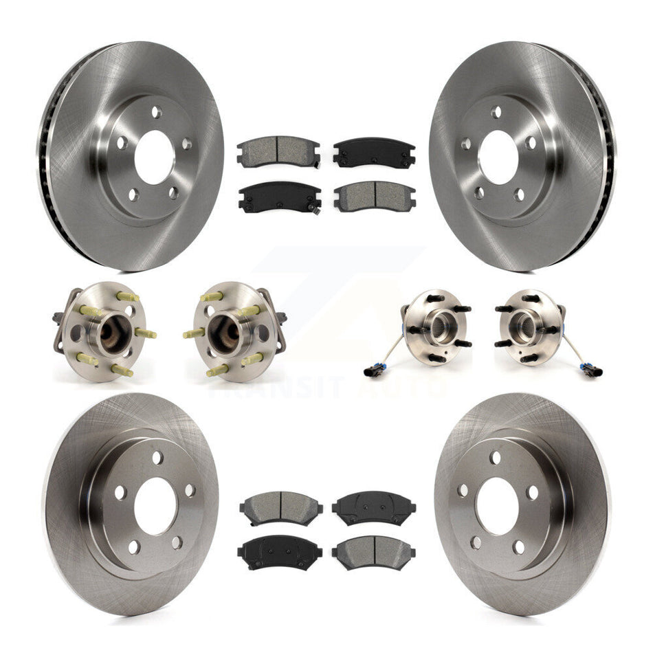 Front Rear Hub Bearings Assembly Disc Brake Rotors And Semi-Metallic Pads Kit (10Pc) For Buick LeSabre Park Avenue Pontiac Bonneville Oldsmobile Aurora KBB-109455