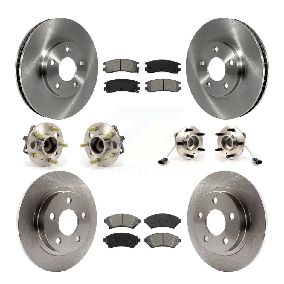 Front Rear Hub Bearings Assembly Disc Brake Rotors And Semi-Metallic Pads Kit (10Pc) For Buick LeSabre Park Avenue Pontiac Bonneville Oldsmobile Aurora KBB-109455