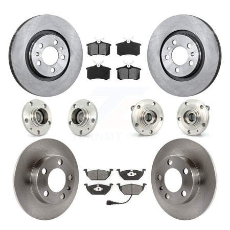 Front Rear Hub Bearing Brake Rotor And Pad Kit (10Pc) For 2007-2009 Volkswagen Jetta City KBB-109464