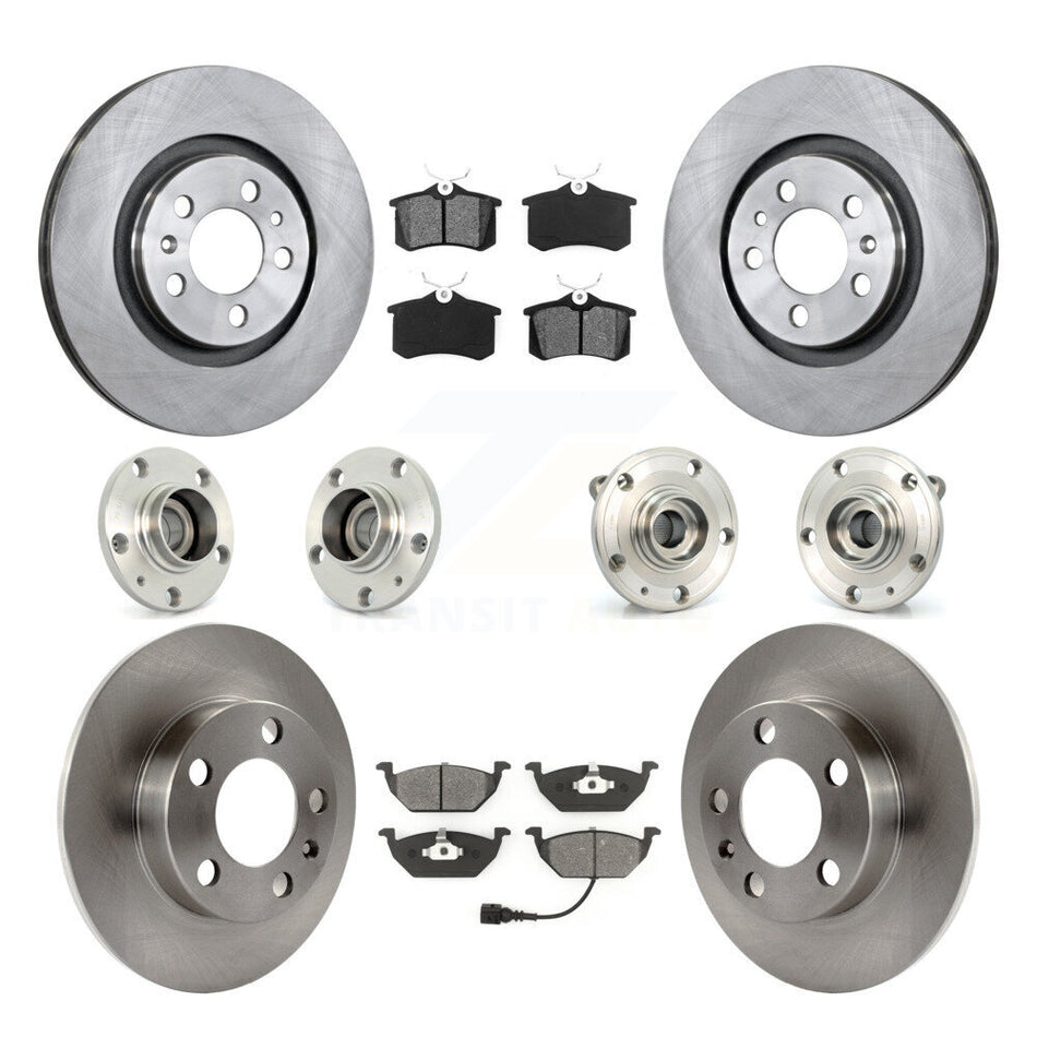 Front Rear Hub Bearing Brake Rotor And Pad Kit (10Pc) For 2007-2009 Volkswagen Jetta City KBB-109464