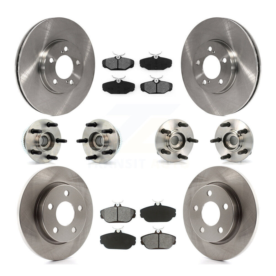 Front Rear Hub Bearings Assembly Disc Brake Rotors And Semi-Metallic Pads Kit (10Pc) For 2001-2002 Ford Taurus rear brakes With Police or Taxi Package KBB-109471