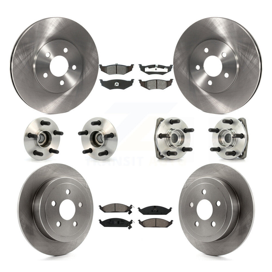 Front Rear Hub Bearings Assembly Disc Brake Rotors And Semi-Metallic Pads Kit (10Pc) For Dodge Stratus Chrysler Cirrus Plymouth Breeze KBB-109492