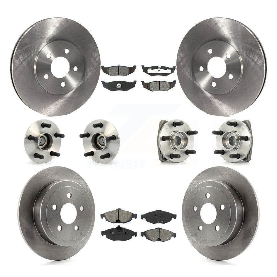 Front Rear Hub Bearings Assembly Disc Brake Rotors And Semi-Metallic Pads Kit (10Pc) For Chrysler Sebring Dodge Stratus KBB-109493