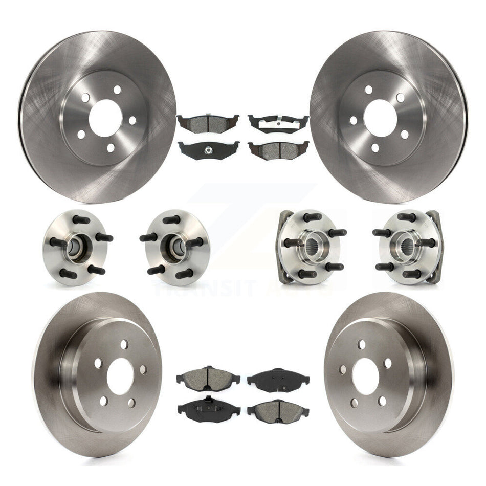 Front Rear Hub Bearings Assembly Disc Brake Rotors And Semi-Metallic Pads Kit (10Pc) For Chrysler Sebring Dodge Stratus KBB-109494