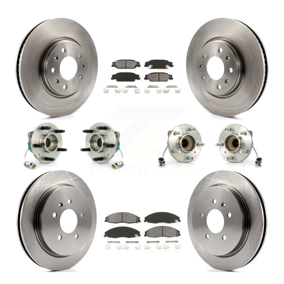 Front Rear Hub Bearings Assembly Disc Brake Rotors And Semi-Metallic Pads Kit (10Pc) For Cadillac CTS With Sport Suspension KBB-109498