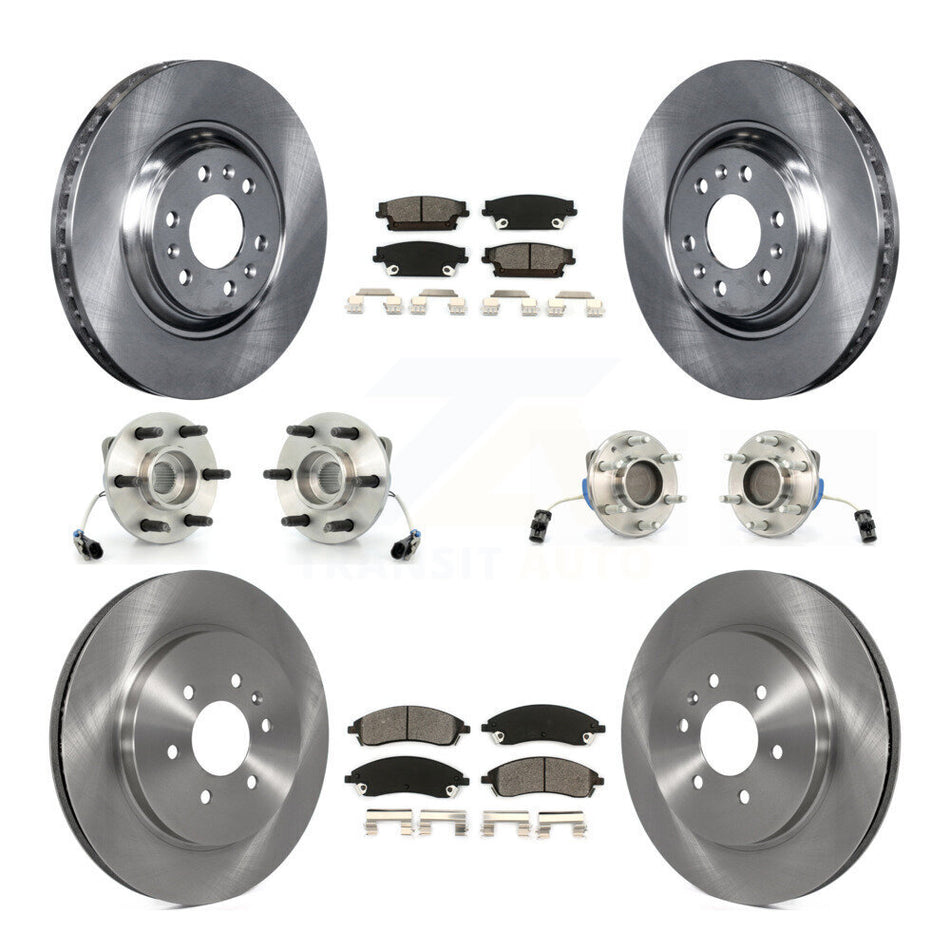 Front Rear Hub Bearings Assembly Disc Brake Rotors And Semi-Metallic Pads Kit (10Pc) For Cadillac SRX RWD KBB-109511