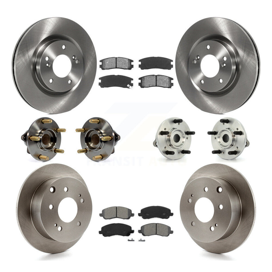 Front Rear Hub Bearings Assembly Disc Brake Rotors And Semi-Metallic Pads Kit (10Pc) For Mitsubishi Galant Eclipse KBB-109527