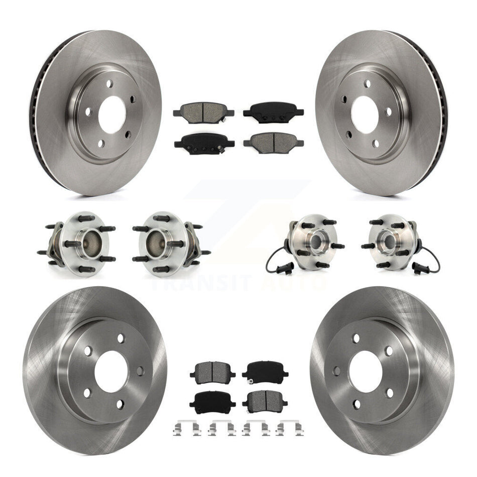 Front Rear Hub Bearings Assembly Disc Brake Rotors And Semi-Metallic Pads Kit (10Pc) For Chevrolet Malibu HHR Pontiac G6 KBB-109530