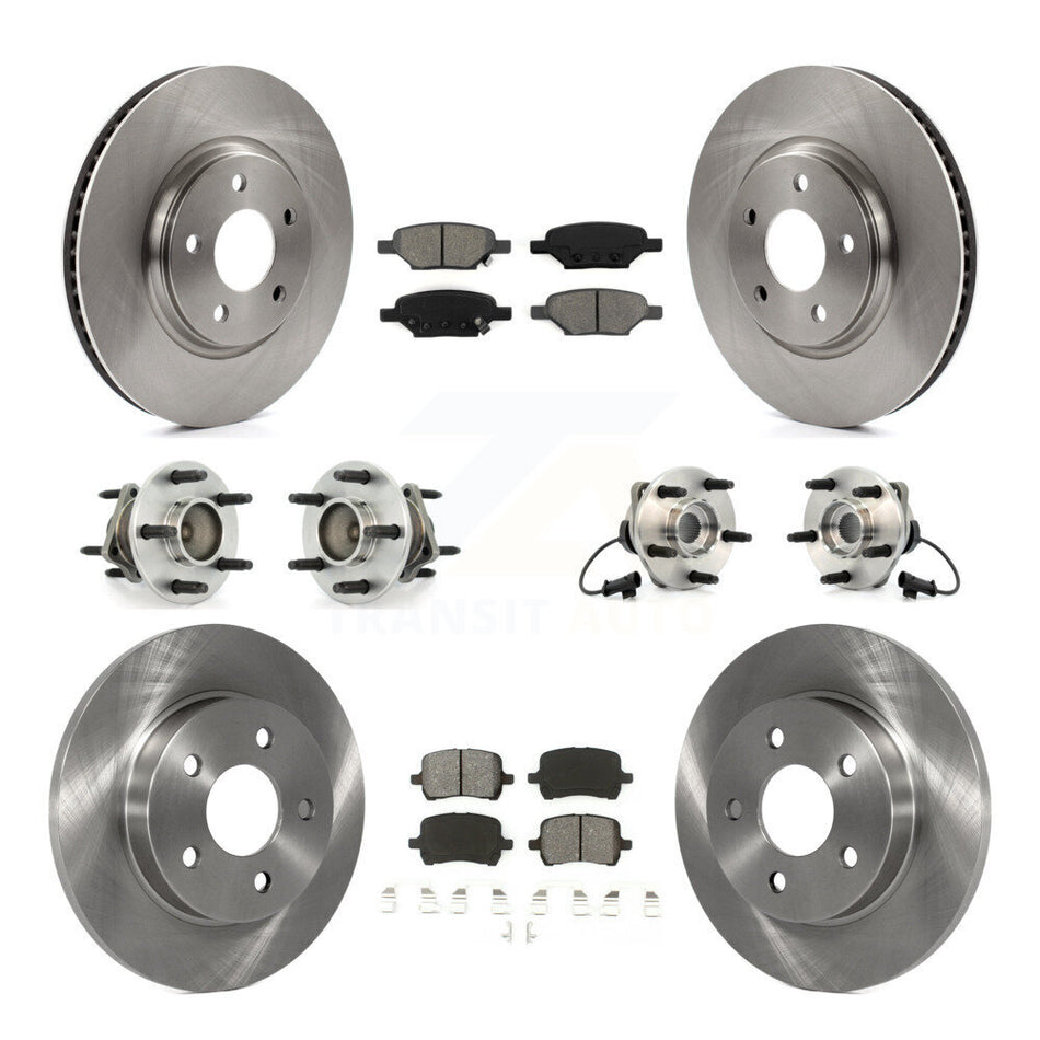 Front Rear Hub Bearings Assembly Disc Brake Rotors And Semi-Metallic Pads Kit (10Pc) For Chevrolet Malibu Pontiac G6 Saturn Aura KBB-109531