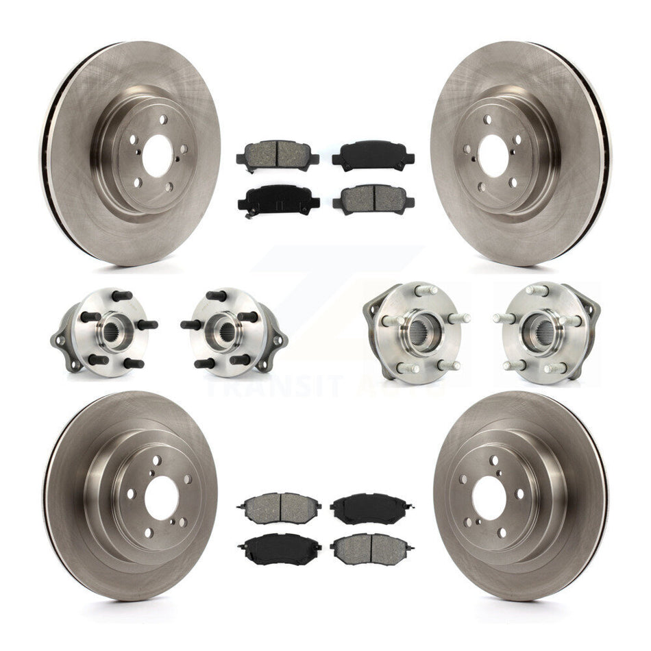 Front Rear Hub Bearings Assembly Disc Brake Rotors And Semi-Metallic Pads Kit (10Pc) For Subaru Legacy KBB-109542
