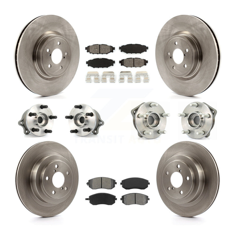 Front Rear Hub Bearings Assembly Disc Brake Rotors And Semi-Metallic Pads Kit (10Pc) For Subaru Legacy KBB-109543