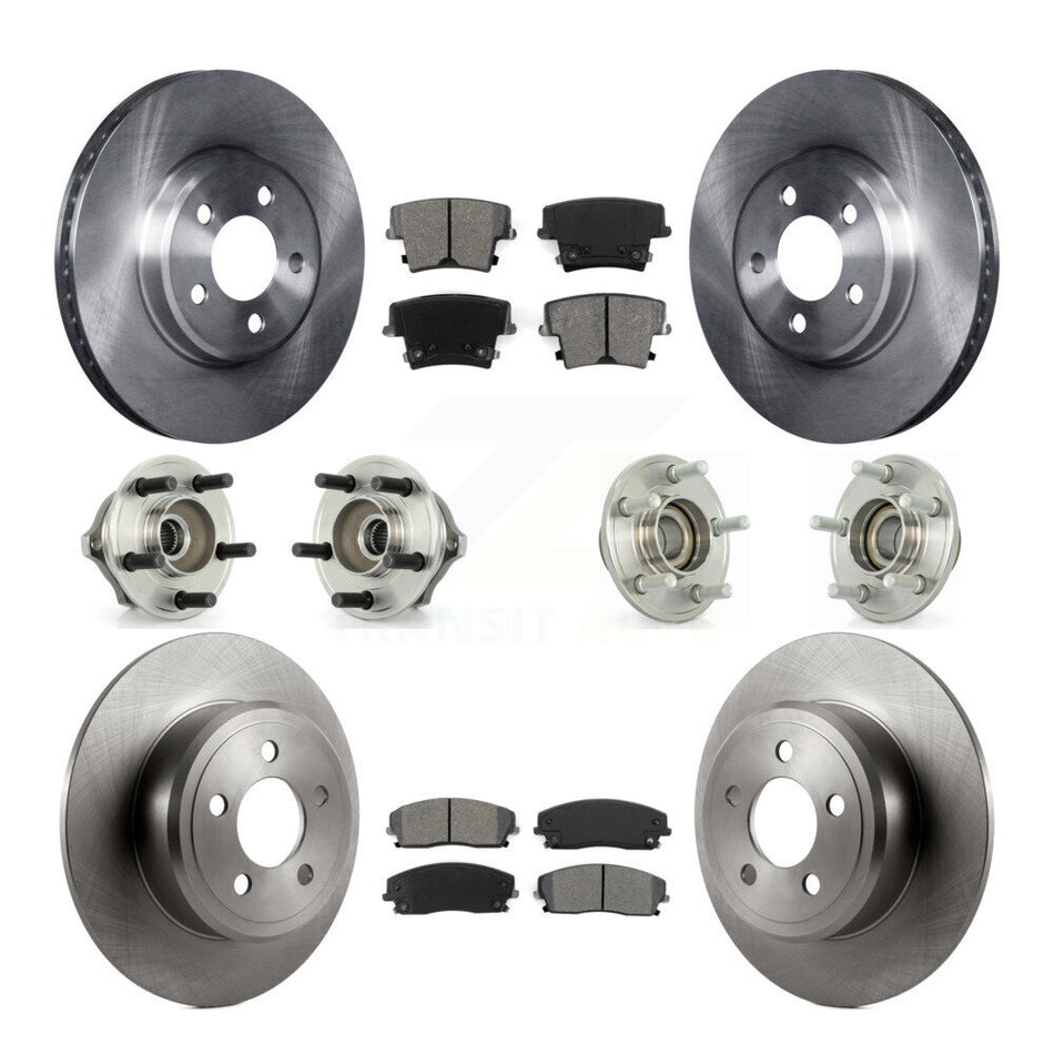 Front Rear Hub Bearings Assembly Disc Brake Rotors And Semi-Metallic Pads Kit (10Pc) For Chrysler 300 Dodge Charger Magnum KBB-109546