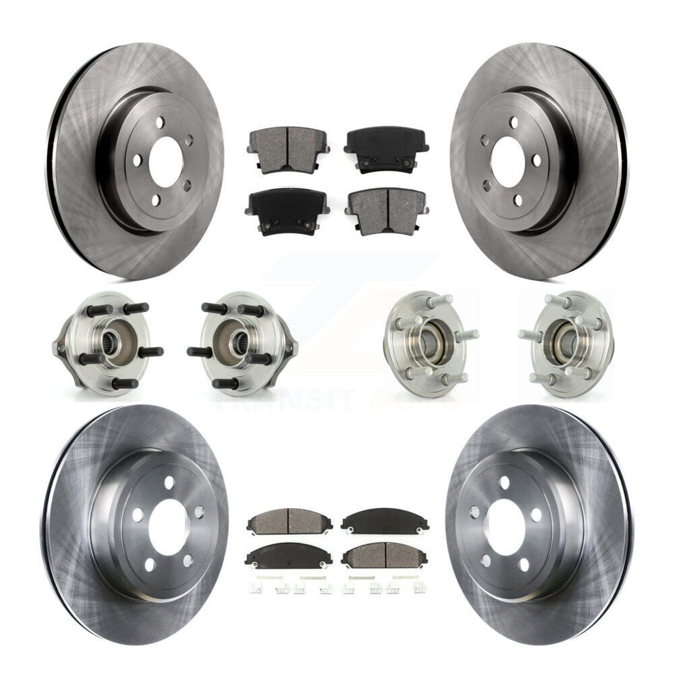 Front Rear Hub Bearings Assembly Disc Brake Rotors And Semi-Metallic Pads Kit (10Pc) For Chrysler 300 Dodge Charger Magnum KBB-109547