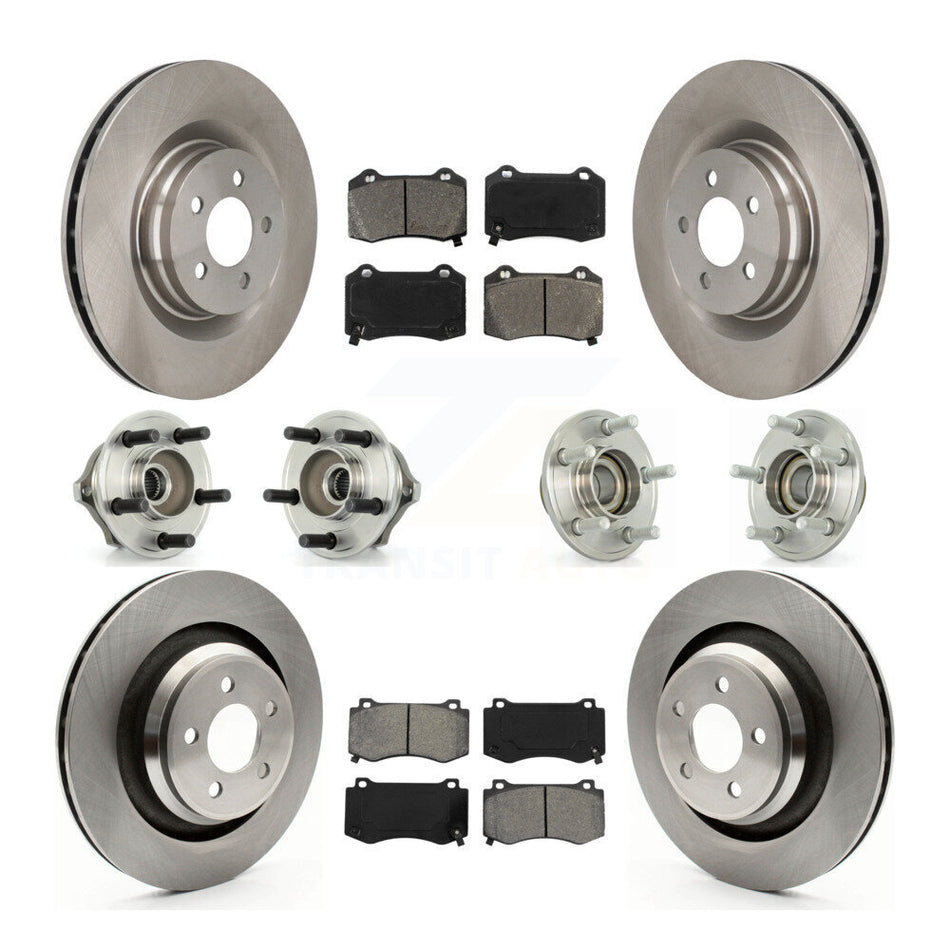 Front Rear Hub Bearings Assembly Disc Brake Rotors And Semi-Metallic Pads Kit (10Pc) For Chrysler 300 Dodge Charger Magnum KBB-109549