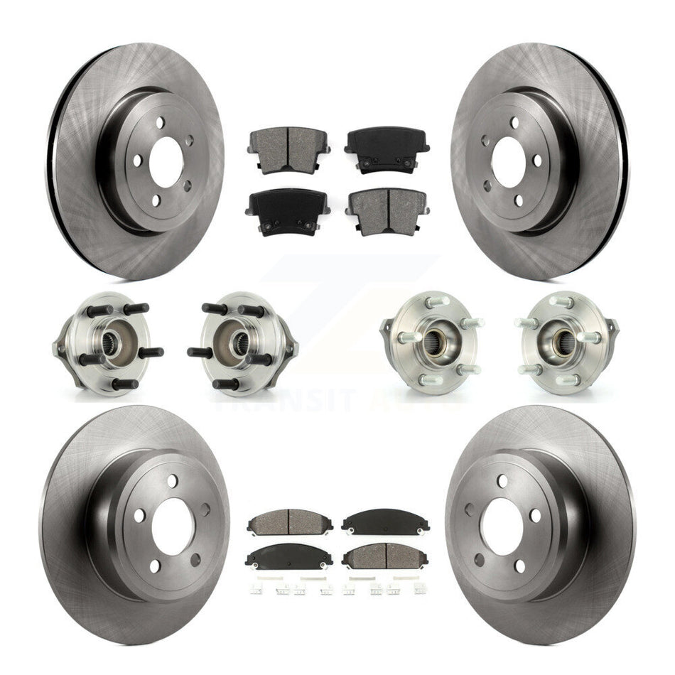 Front Rear Hub Bearings Assembly Disc Brake Rotors And Semi-Metallic Pads Kit (10Pc) For 2005-2006 Chrysler 300 AWD with 3.5L KBB-109551