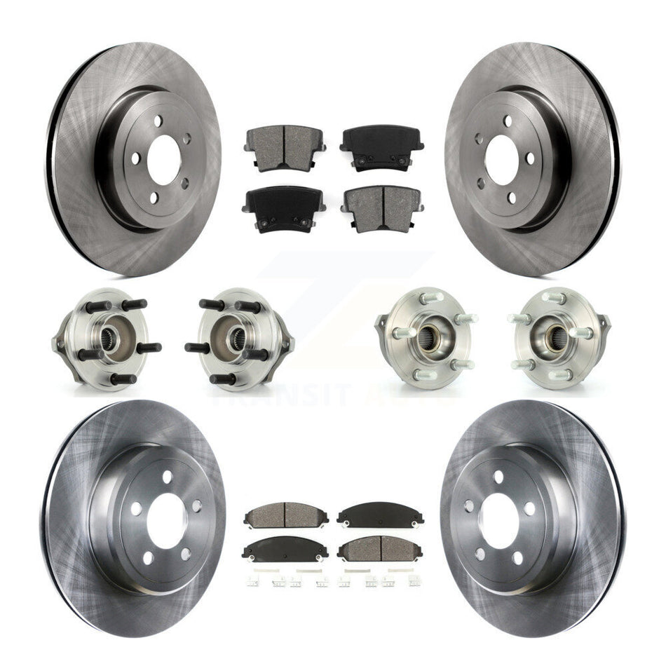 Front Rear Hub Bearings Assembly Disc Brake Rotors And Semi-Metallic Pads Kit (10Pc) For Chrysler 300 Dodge Charger Magnum KBB-109552